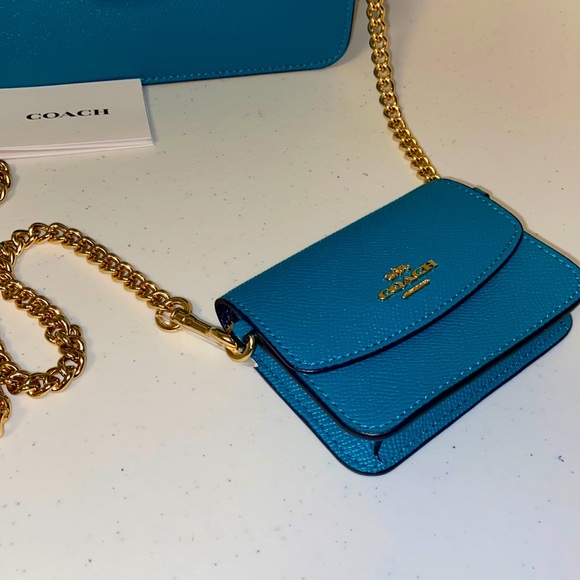 Coach Poppy Crossbody & Coin Purse 2pc Set Teal - Picture 3 of 11